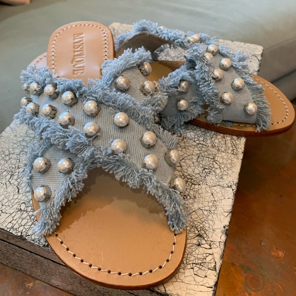 Mystique Boutique Shoes - Mystique  denim and pearl flat sandals